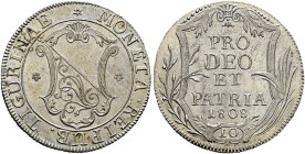 Schweiz-Zürich, Stadt und Kanton. . 
10 Schilling zu 4 Batzen 1808. Stempel von P. Bruckmann. DT 22c, HMZ 2-1176c.
feine Patina, vorzüglich-Stempelg...