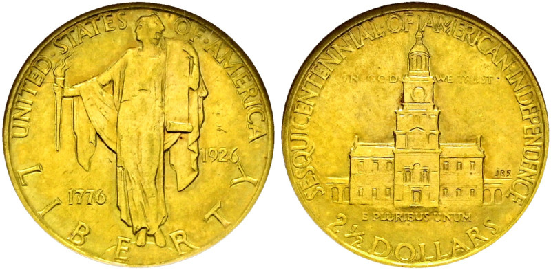 USA. . 
Gedenk- 2 1/2 Dollars 1926 -Philadelphia-. U.S. Sesquicentennial. KM 16...