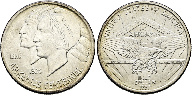 USA. . 
Gedenk-1/2 Dollar 1937. Arkansas Centennial (Liberty-Indianer). KM 168....
