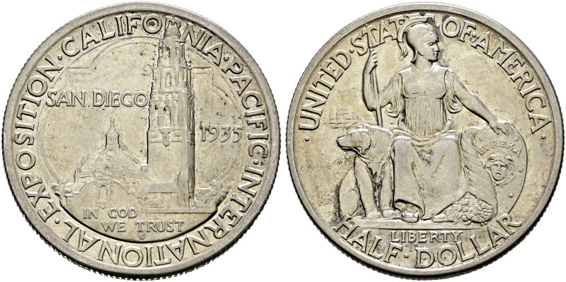 USA. . 
Gedenk-1/2 Dollar 1935 -San Francisco-. San Diego-Pacific International...