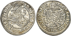Haus Habsburg. Leopold I. 1657-1705. 
6 Kreuzer 1673 -Breslau (SHS)-. Her. 1203, Fr.u.S. 480. -Walzenprägung-
kleiner Stempelfehler auf dem Revers, ...