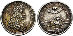 Haus Habsburg. Leopold I. 1657-1705. 
Silberabschlag von den Stempeln des 1/2 Dukaten o.J. (1658) unsigniert, auf die Krönung Leopolds I. zum Deutsch...