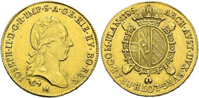 Haus Habsburg. Josef II. 1780-1790. 
Sovrano 1786 -Mailand-. Her. 111, J. 46, Fr. 739a (unter Italy), Frühw. 1345. 11,16 g
attraktives, vorzügliches...