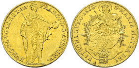 Haus Österreich. Franz I., Kaiser von Österreich 1806-1835. 
Dukat 1833 -Kremnitz-. Stehender Kaiser. Her. 193, J. 203, Fr. 210 (unter Hungary), Husz...