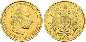 Haus Österreich. Franz Josef I., Kaiser von Österreich 1848-1916. 
20 Kronen 1894. Her. 330, J. 379, Fr. 504. Frühw. 1926. 6,80 g
sehr schön-vorzügl...