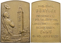 Haus Österreich. Erste Republik 1918-1938. 
Klippenförmige Bronzemedaille 1935 unsigniert, auf das Ing. Emil Gürtler Gedenk- und 20. Oberösterreichis...