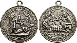 Böhmen, Mähren und Erzgebirge. . 
Silbermedaille 1568 von Nickel Milicz und seiner Werkstatt. Die Erschaffung Evas / Die Hochzeit zu Kana. Slg. Doneb...