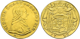 Salzburg, Erzbistum. Hieronymus Graf von Colloredo 1772-1803. 
Dukat 1796. Zöttl 3164, Probszt 2410, Fr. 880. 3,36 g
winzige Fassungsspuren am Rand,...