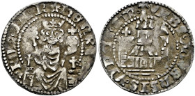 Aachen, königliche Münzstätte. Heinrich VII. von Luxemburg 1308-1313. 
Großpfennig. *hENRIC*-*ROM°REX. König von vorn thronend mit Blumenzepter und R...