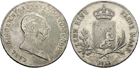 Baden-Durlach. Karl Friedrich 1746-1811. 
Konventionstaler 1811. Variante mit breiterer Krone. AKS 11. J. 14, Thun 13, Kahnt 15b
selten, feine Patin...