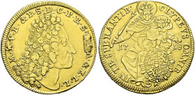 Bayern. Maximilian II. Emanuel 1679-1726. 
Max d'or 1718 -München-. Hahn 206, Witt. 1612, Fr. 226. 6,42 g
Broschierspuren auf dem Avers, minimale Fa...