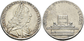Bayern. Karl Albert 1726-1745, seit 1742 als Kaiser Karl VII. 
Silberabschlag vom Doppeldukaten 1742 auf seine Kaiserwahl zu Frankfurt/M. Belorbeerte...