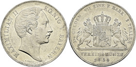 Bayern. Maximilian II. Joseph 1848-1864. 
Doppelter Vereinstaler 1854. Randschriftvariante bzw. Abart mit ".*30 IULY*838*" (sic!) anstelle des üblich...