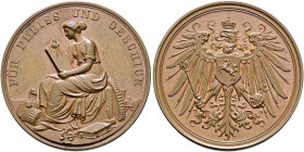 Brandenburg-Preußen. Wilhelm I. 1861-1888. 
Bronzene Prämienmedaille o.J. für die Provinz Hannover. Nach links sitzende, weibliche Figur mit und zwis...