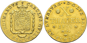 Braunschweig-Wolfenbüttel. Karl Wilhelm Ferdinand 1780-1806. 
10 Taler 1805 -Braunschweig-. Welter 2894, Fr. 725. 13,33 g
minimaler Randfehler, klei...