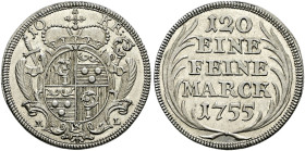 Eichstätt, Bistum. Johann Anton II. von Freyberg 1736-1757. 
10 Konventionskreuzer 1755 -Nürnberg-. Cahn 128, Gebert 89, Schön 9.
selten in dieser E...
