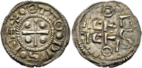 Esslingen, königliche Münzstätte. Otto I.- Otto III. vor 973-1002, oder Herzog Otto I. von Schwaben 973-982. 
Denar, sogen. Otto-Pfennig o.J. OTTO DV...