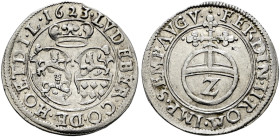 Hohenlohe-Waldenburg'sche Hauptlinie. Waldenburg-Pfedelbach'sche Linie. Ludwig Eberhard zu Pfedelbach 1615-1650. 
1/2 Batzen 1623 -Mainhardt-. Zwei W...