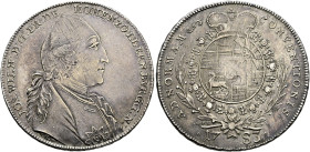 Hohenzollern-Hechingen. Joseph Wilhelm 1750-1798. 
Konventionstaler 1783 -Stuttgart-. Stempel von A.R. Werner. Brustbild in Uniform mit Zopfschleife ...