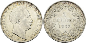 Hohenzollern-Hechingen. Friedrich Wilhelm Constantin 1838-1849. 
Gulden 1843. AKS 4, J. 5, Bahrf. 40.
sehr schön-vorzüglich