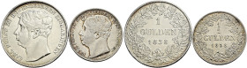 Hohenzollern-Sigmaringen. Karl 1831-1848. 
Lot (2 Stücke): Gulden und 1/2 Gulden 1838. AKS 11 und 13, J. 13a und 12a.
sehr schön-vorzüglich