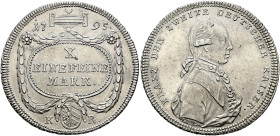 Nürnberg, Stadt. . 
Konventionstaler 1795. Stempel von J.P. Werner. Wertangabe in von Girlanden verzierter, ovaler Kartusche, darunter Stadtwappen / ...
