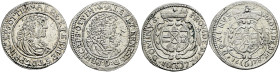 Öttingen. Albrecht Ernst I. 1659-1683. 
Lot (2 Stücke): 6 Kreuzer 1677 und 1678. Löffelh. 373 und 375ff.
kleine Schrötlingsfehler, sehr schön-vorzüg...