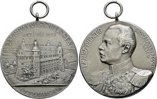 Offenbach (Main), Stadt. . 
Tragbare, mattierte Silbermedaille 1908 von Lauer, auf das 23. Verbandsschießen Baden-Mittelrhein- Pfalz. Ansicht des Yse...