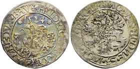 Pfalz-Oberpfalz. Friedrich II. 1508-1556, seit 1544 Kurfürst. 
Batzen 1524 -Amberg-. Weckenschild mit Vlies­ordenskette, darüber die Jahreszahl / Gek...