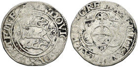 Württemberg. Ludwig 1568-1593. 
Schilling 1573. Jahreszahl auf dem Avers geteilt neben dem Wappen. Mit Titulatur Kaiser Maximilian II. KR 166 var., E...