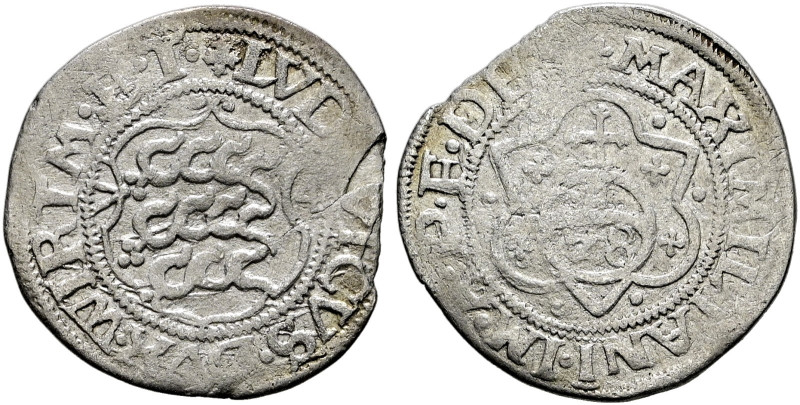 Württemberg. Ludwig 1568-1593. 
Lot (2 Stücke): Schilling 1574. Jahreszahl auf ...