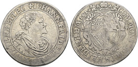 Württemberg. Johann Friedrich 1608-1628. 
Taler 1624 -Christophstal-. Brustbild Typ 3. Mit Signatur des Stempelschneiders I-P Johann Pfister. KR 319....