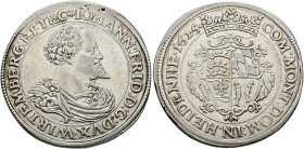 Württemberg. Johann Friedrich 1608-1628. 
Taler 1625 (aus 1624 im Stempel umgeschnitten) -Stuttgart-. Brustbild Typ 3 im römischen Harnisch nach rech...