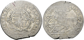 Württemberg. Johann Friedrich 1608-1628. 
Kipper-Hirschgulden zu 60 Kreuzer 1623 -Tübingen-. Münzzeichen nur schwach erkennbar. KR 396 oder 396a, Ebn...