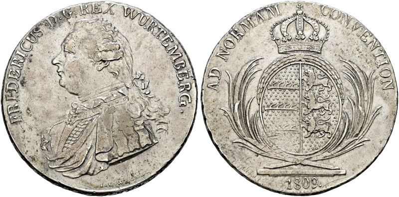 Württemberg. Friedrich II./I. 1797-1806-1816. 
Konventionstaler 1809. Gepanzert...