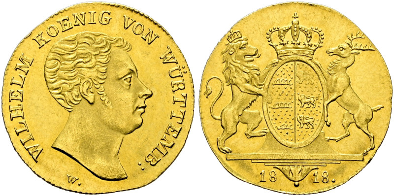 Württemberg. Wilhelm I. 1816-1864. 
Dukat 1818. Stempel von J.L. Wagner. Kopf n...