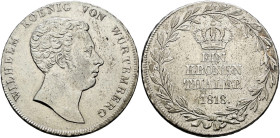 Württemberg. Wilhelm I. 1816-1864. 
Kronentaler 1818. Ein zweites Exemplar. KR 51, AKS 64, J. 37, Thun 429, Kahnt 585.
fein zaponiert, minimale Krat...