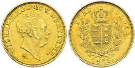Württemberg. Wilhelm I. 1816-1864. 
5 Gulden 1825. KR 62.1, Fr. 3613, AKS 61, J. 57, Slg. Hermann 466. 3,34 g. Auflage: 5.956 Exemplare
leichte Krat...