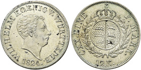 Württemberg. Wilhelm I. 1816-1864. 
12 Kreuzer 1824. Mit KOENIG. KR 77, AKS 90, J. 45.
vorzüglich-prägefrisch