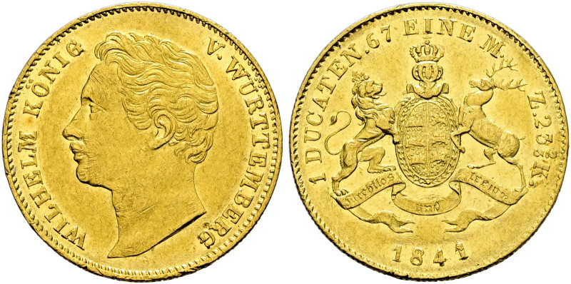 Württemberg. Wilhelm I. 1816-1864. 
Dukat 1841. Ohne Stempelschneidersignatur A...