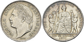 Württemberg. Wilhelm I. 1816-1864. 
Gulden 1841. Auf das 25-jährige Regierungsjubiläum. KR 96, AKS 123, J. 74.
feine Patina, vorzüglich-Stempelglanz...