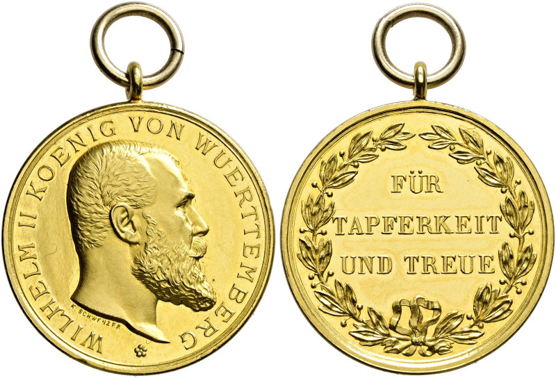 Württemberg. Wilhelm II. 1891-1918. 
Goldene Militär-Verdienstmedaille o.J. (ve...