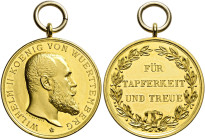 Württemberg. Wilhelm II. 1891-1918. 
Goldene Militär-Verdienstmedaille o.J. (verliehen ca. 1914-1916) von K. Schwenzer. Kopf des Königs nach rechts /...