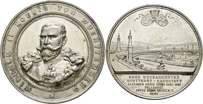 Württemberg. Wilhelm II. 1891-1918. 
Versilberte Bronzemedaille 1893 von W. May...