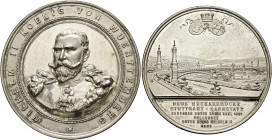 Württemberg. Wilhelm II. 1891-1918. 
Versilberte Bronzemedaille 1893 von W. Mayer, auf denselben Anlass. Wie vorher. KR 145a, Ebner 54, Kaiser (1977)...