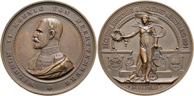 Württemberg. Wilhelm II. 1891-1918. 
Bronzemedaille 1894 von W. Mayer und K. Schäfer, auf denselben Anlass. Wie vorher. KR 148, Ebner 57. Kaiser (M&W...