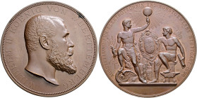 Württemberg. Wilhelm II. 1891-1918. 
Bronzene Prämienmedaille 1896 von K. Schwenzer, der Ausstellung für Elektrotechnik und Kunstgewerbe in Stuttgart...