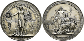 Württemberg. Wilhelm II. 1891-1918. 
Zinn-versilbertes Medaillon 1896 von K. Schäfer (bei Mayer und Wilhelm), auf denselben Anlass. Stehende Wirtembe...