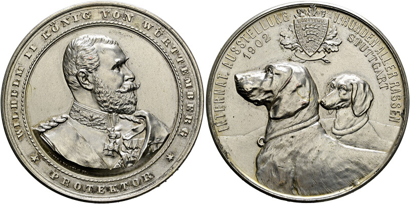 Württemberg. Wilhelm II. 1891-1918. 
Versilberte, bronzene Prämienmedaille 1902...