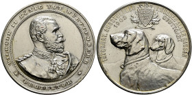 Württemberg. Wilhelm II. 1891-1918. 
Versilberte, bronzene Prämienmedaille 1902 von Mayer und Wilhelm, der Internationalen Ausstellung von Hunden all...